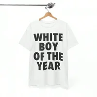 Blanc garçon de l'année t-shirts coton imprimé à manches courtes T-shirt rétro décontracté Streetwear Vintage T-shirt mode haut ample unisexe Y2K 3