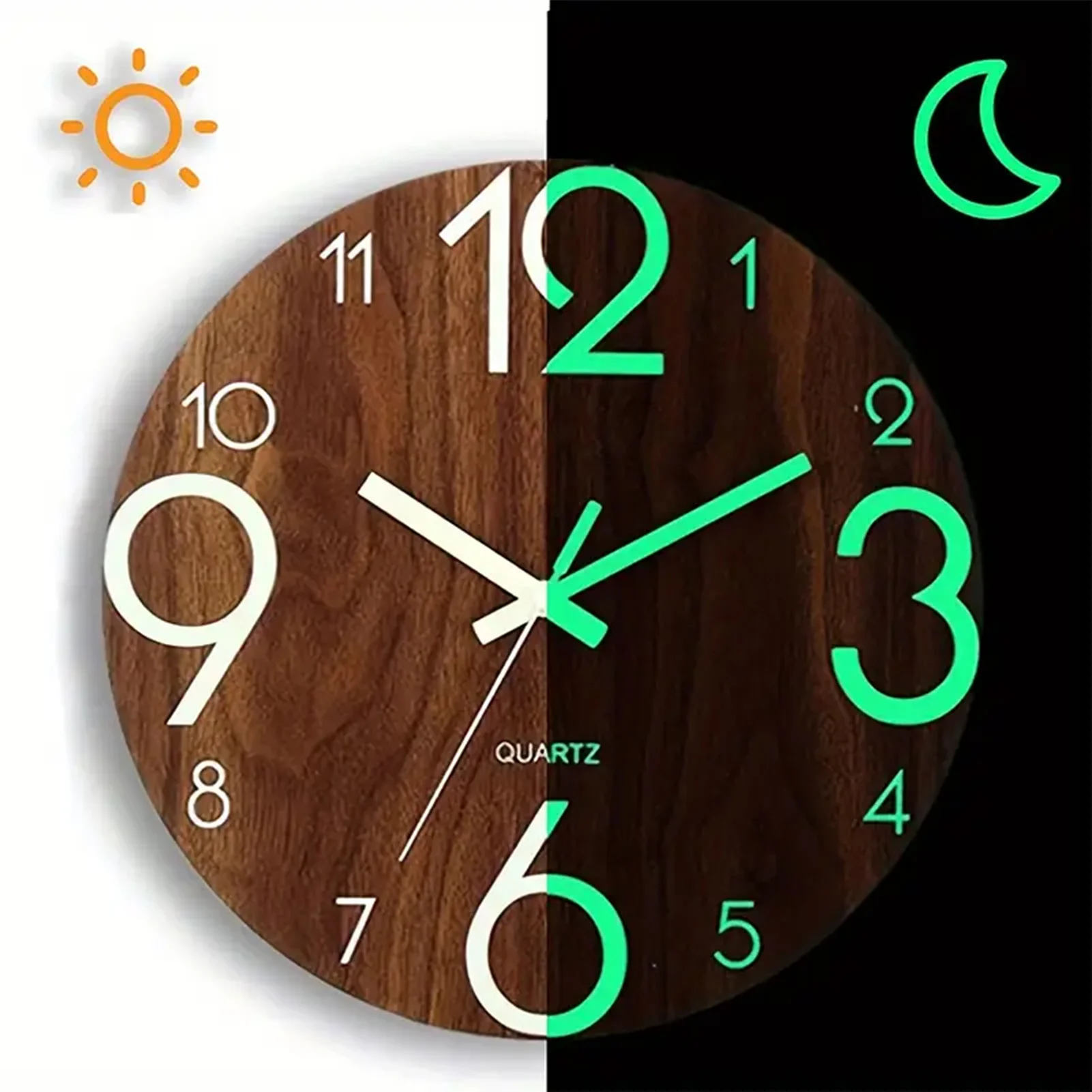 Wooden Silent Non-Ticking Wall Clock, 12 Inch 1