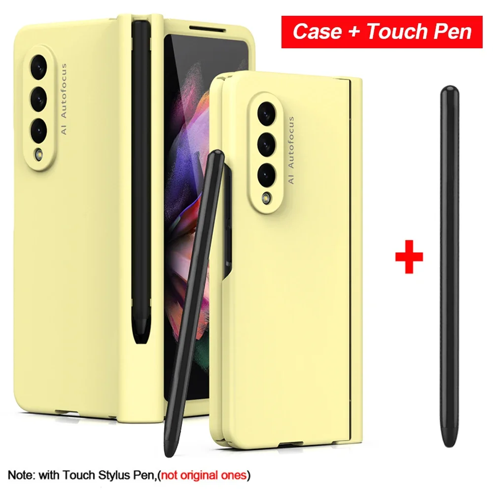 

with Touch Pen For Samsung Galaxy Z Fold 5 4 3 5G Case Hinge Pen Slot Front Screen Glass Protect Capa Z Fold4 Fold5 Fold3 Cover