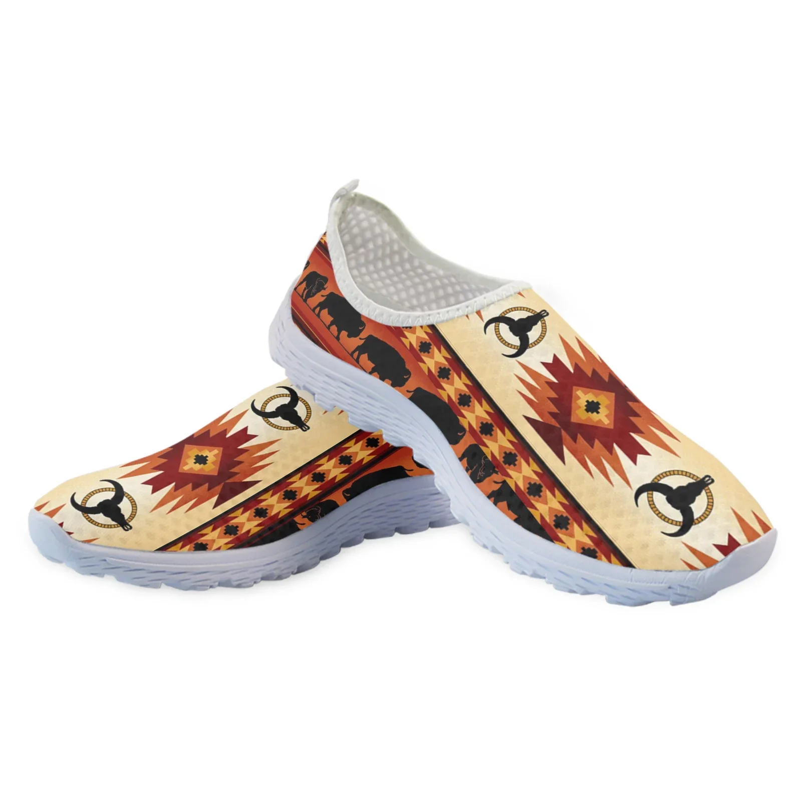 Comfortable Flat Loafers Tribal Ethnic Summer Slip On Shoes Aztec Animal Design Women's Home Mesh Shoes Zapatos