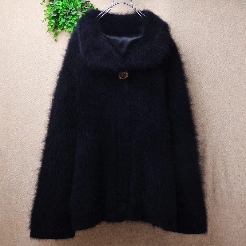 Ladies Women Autumn Winter Clothing Hairy Angora Rabbit Hair Knitted ...