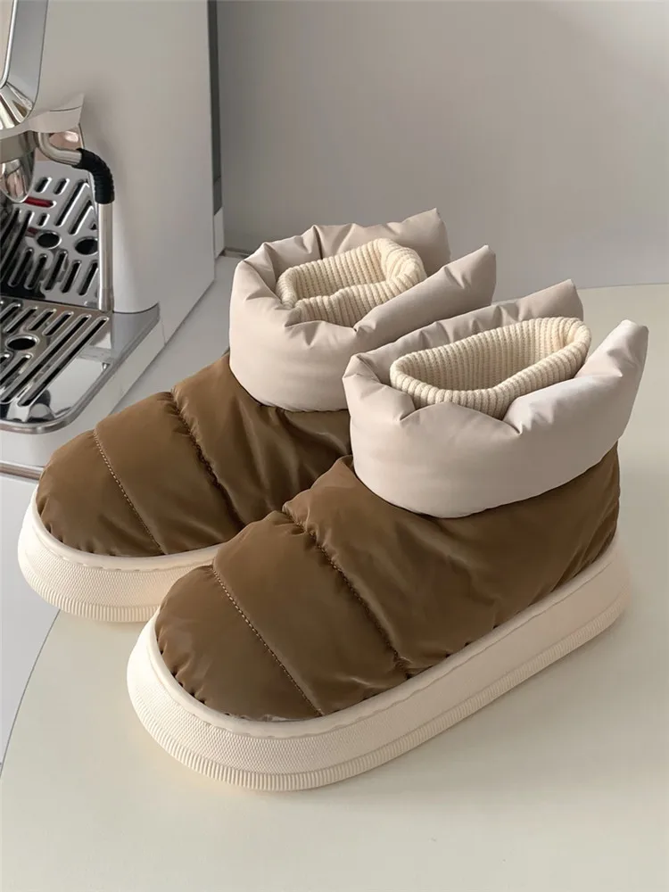 Chunky Women's Snow Boots Warm Down Winter 2022 Waterproof Female Ankle Boot With Fur Non-slip Candy Color Cotton Shoes Woman