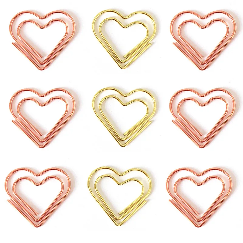 20Pcs/pack Hearts Metal Clips Mini Papers Binder Clip Bookmark Book Binding Notebook Decor Stationery School Binding Supplies