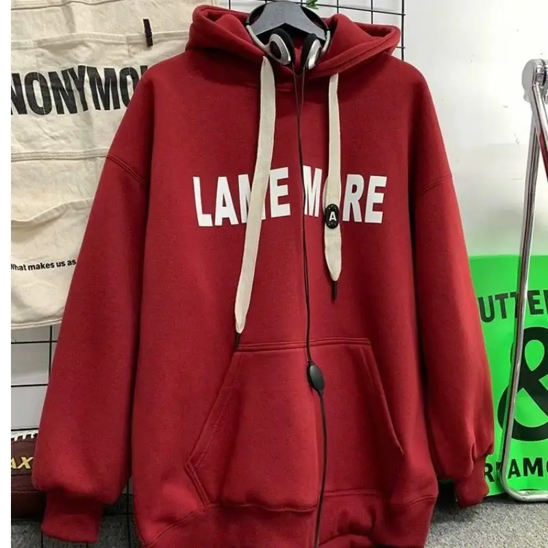 2023 Autumn and Winter High Quality Vintage Letter Printing Hooded Fashion Sweater for Japan and South Korea Student Edition Loo