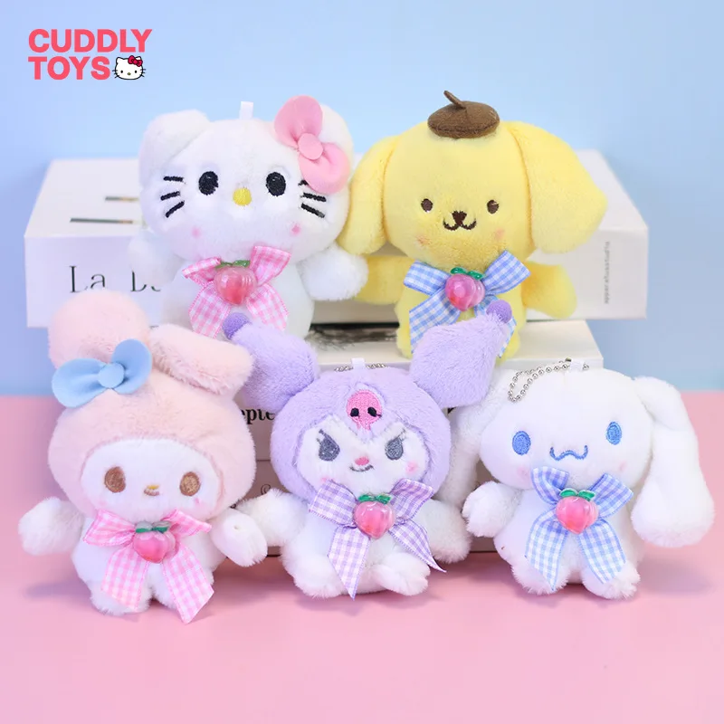 Sanrio Plush Doll Pendant Kawaii Hello Kitty Kuromi Keychain Cute Plush Pendant Cartoon Cinnamoroll Doll Toys for Children Gifts