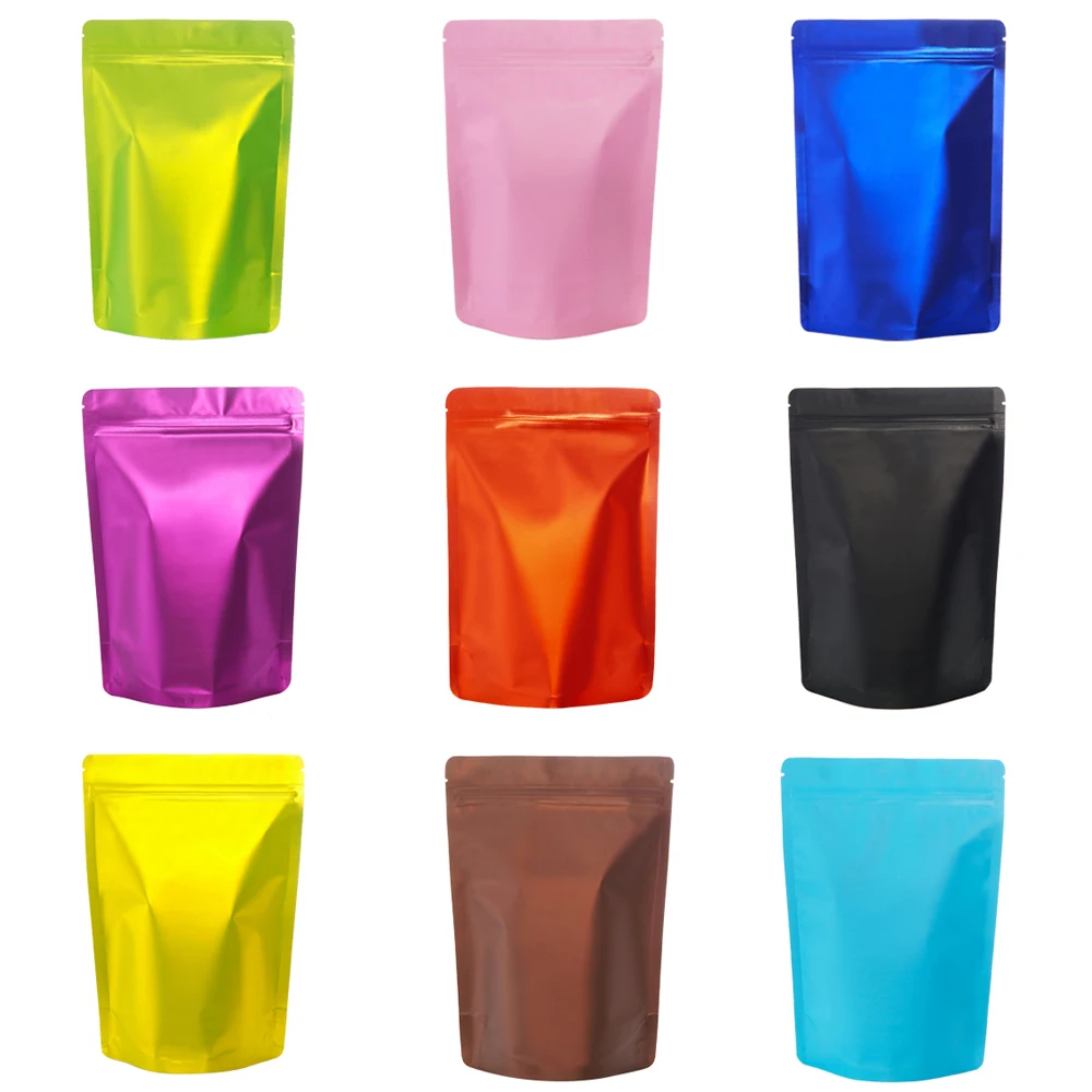 Thick Matte Black White Pink Aluminum Foil Packaging Bag Doypack Food Coffee Heat Sealable Stand Up Zip Lock Plastic Bags 50pcs 2