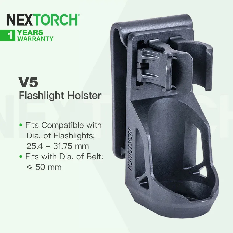 

Nextorch V5 Adaptive Polymer Tactical Flashlight Holster, 360° Rotatable, Compatible with Torch of 25-32mm Diameter, Quick Draw