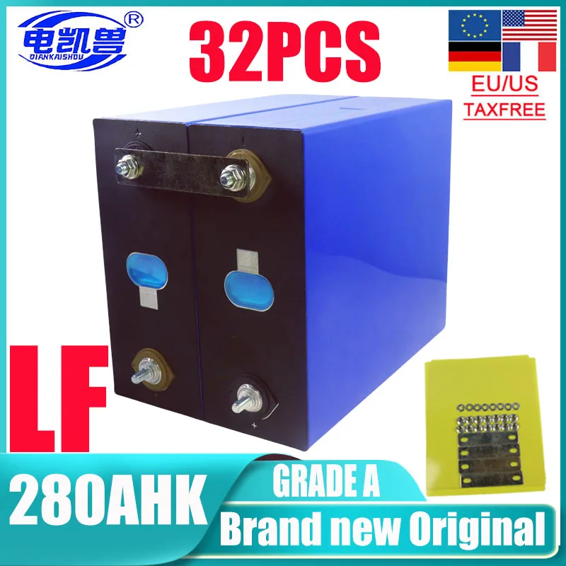 

32pcs 2024 original 3.2V 280K 280AH LiFePo4 Battery DIY 96V large capacity solar energy storage cycle life rechargeable battery