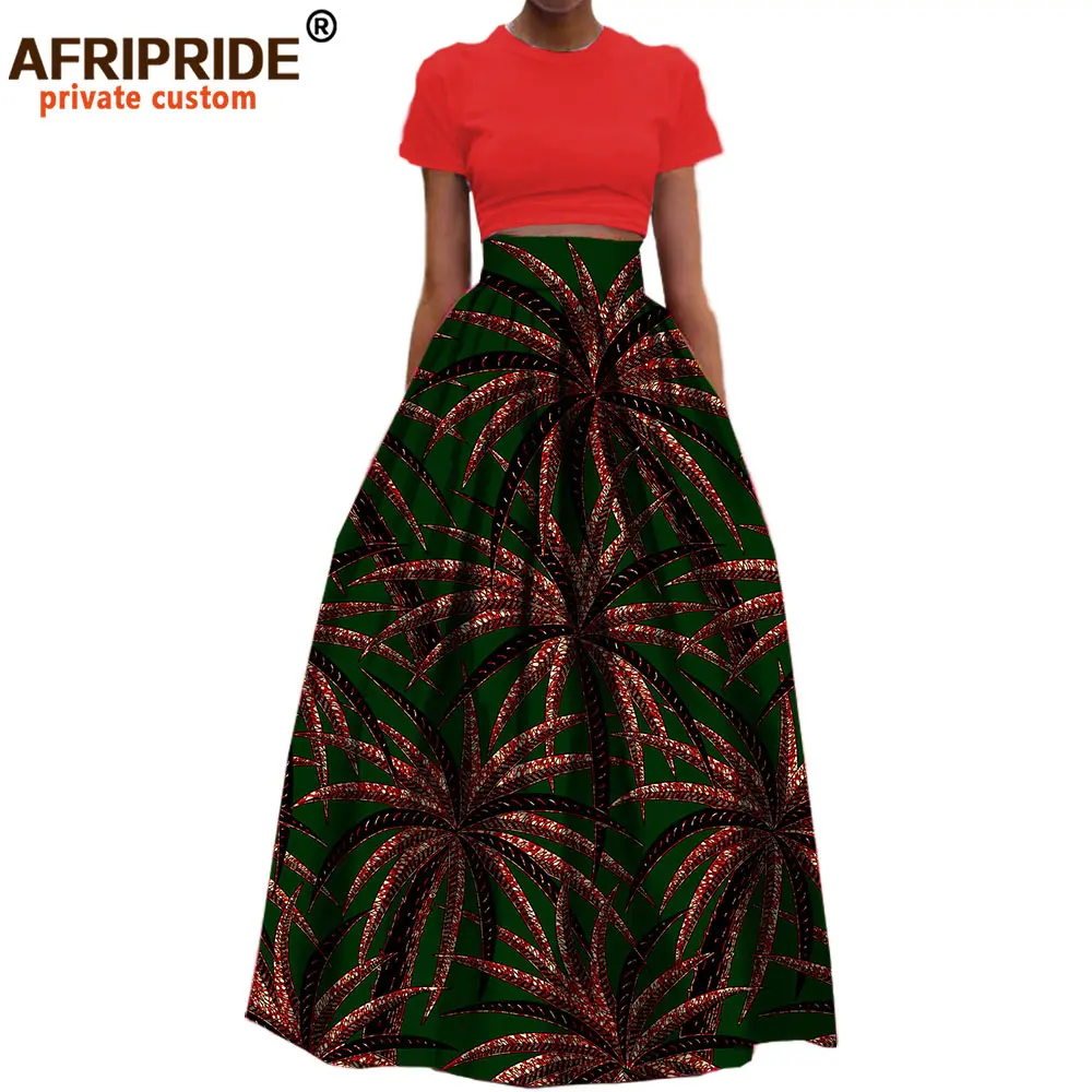 2022 African Clothes Ankle Length Formal Cotton Skirt for Women Dashiki Print Maxi Fabric Wax  Ball Grown AFRIPRIDE A722709 african style clothing Africa Clothing