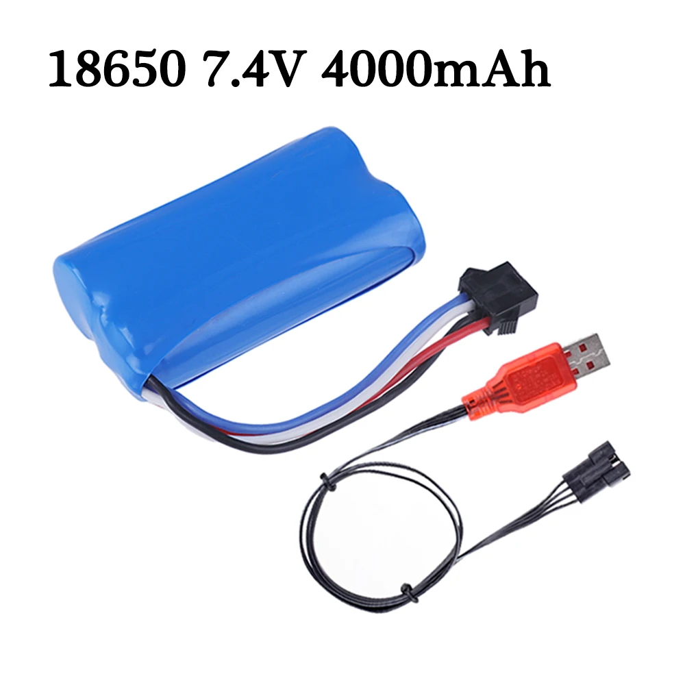 

18650 Battery SM-4P Plug 7.4V 4000mah Li-ion Battery for Udi007 Udi001 UDI002 UDI902 HJ806 960 961 962 RC Racing Car Boats toys