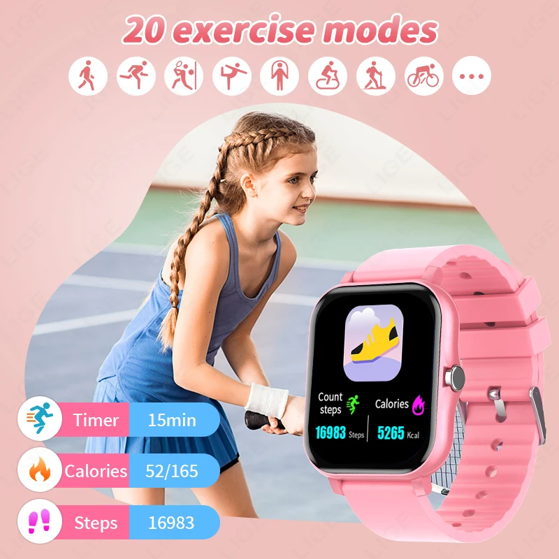 2026 Smart Watch Kids 14 Puzzle Game Sleep Monitor Flashlight Alarm Clock Pedometer Gift For Children 4 to 12 Boy Girl Toy Watch