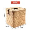 2 Pack Square Seagrass Facial Tissue Box - Decorative Woven Paper Holder Napkin Dispenser - Straw Tissue Box Cover 2