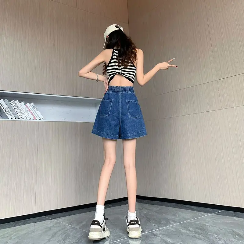 Large Size Denim Shorts Skirt for Women's Spring/summer Thin A-line Wide Leg Loose High Waist Slimming Fashion Shorts