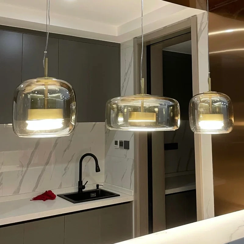 북유럽 모던 레스토랑 맞춤형 유리 펜던트 램프 럭셔리 조명 침실 바 주방 조명 실내 LED 조명기구
