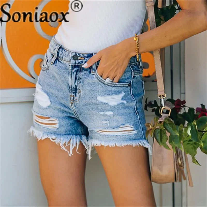 Ripped High Waist Jean Shorts Women Summer Loose Casual Short Jeans New 2021 Fashion All-match Ladies Street Denim Short Pants