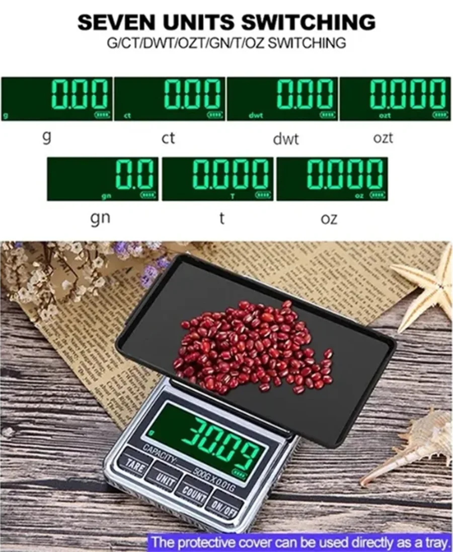 High Precision Portable Mini Pocket Jewelry Gold Scale USB Rechargeable Digital Electronic Scale Weight Balance Gram Scale