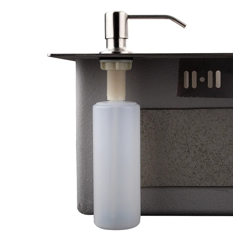 Stainless Steel Head Kitchen Sink Soap Dispenser 300ML ABS Pot Detergent Liquid Soap Lotion