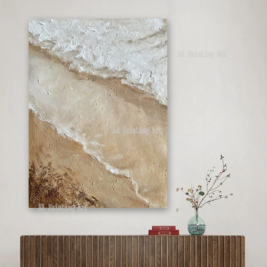 

Handmade Unframed Abstract Sea Wave Oil Painting Palette Knife Art Picture Wall Decor Texture Artwork On Canvas For Hotel