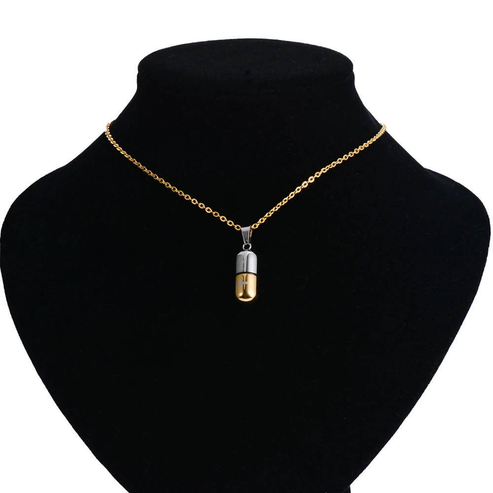 Fashion Pill Case Capsule Pendant Necklace Stainless Steel Mens Womens, 20inch Chain, Cross Medicine Keepsake Pendant Necklace 4
