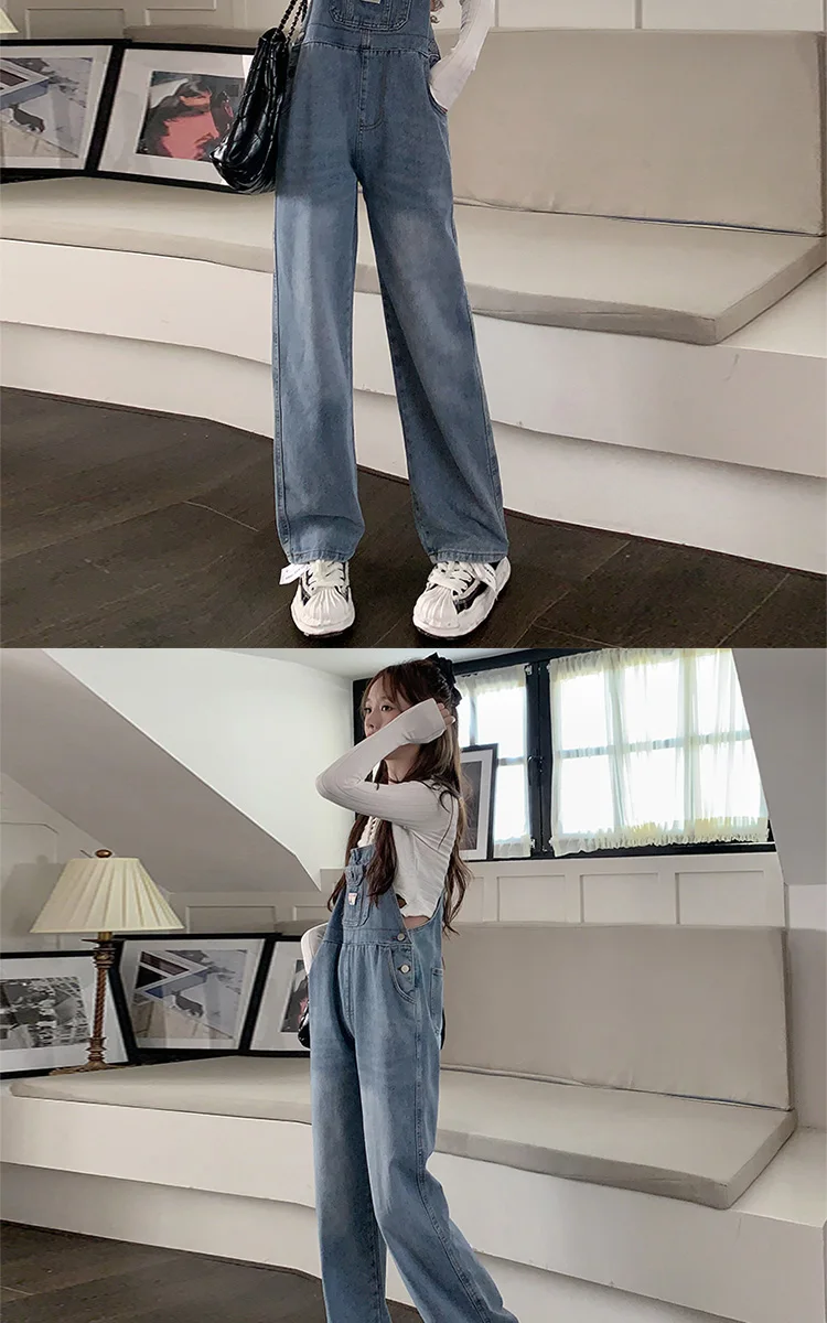 Schlankmachende, bodenlange Overalls für Damen, Sommer, dünne, hoch taillierte, weit geschnittene Hosen, modisches, altersverjüngendes Design – Detail 34
