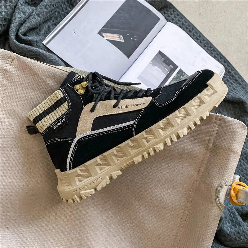 

Мужские брендовые ботинки, водонепроницаемые кожаные кроссовки, уличные ботильоны на платформе