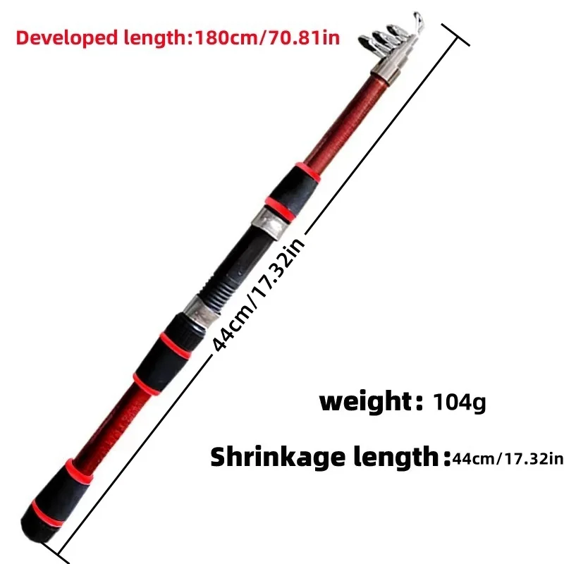 Telescopic Fishing Rod & Spinning Reel Travel Kit with Baits and Hooks 2