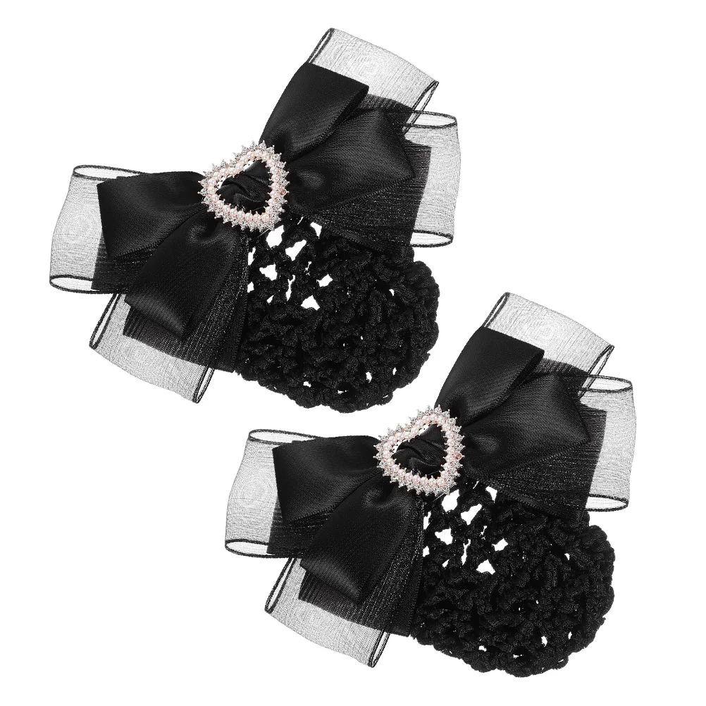 

2pcs Hair Net Hair Clips Elegant Bow Barrettes Bun Cover Hairnets for Women
