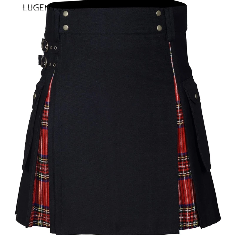 

Men Scotland Short Skirt Large Size Plaid Spring Casual Dance Men's Kilt Scottish Festivals Female Skirts Clothing Lugentolo