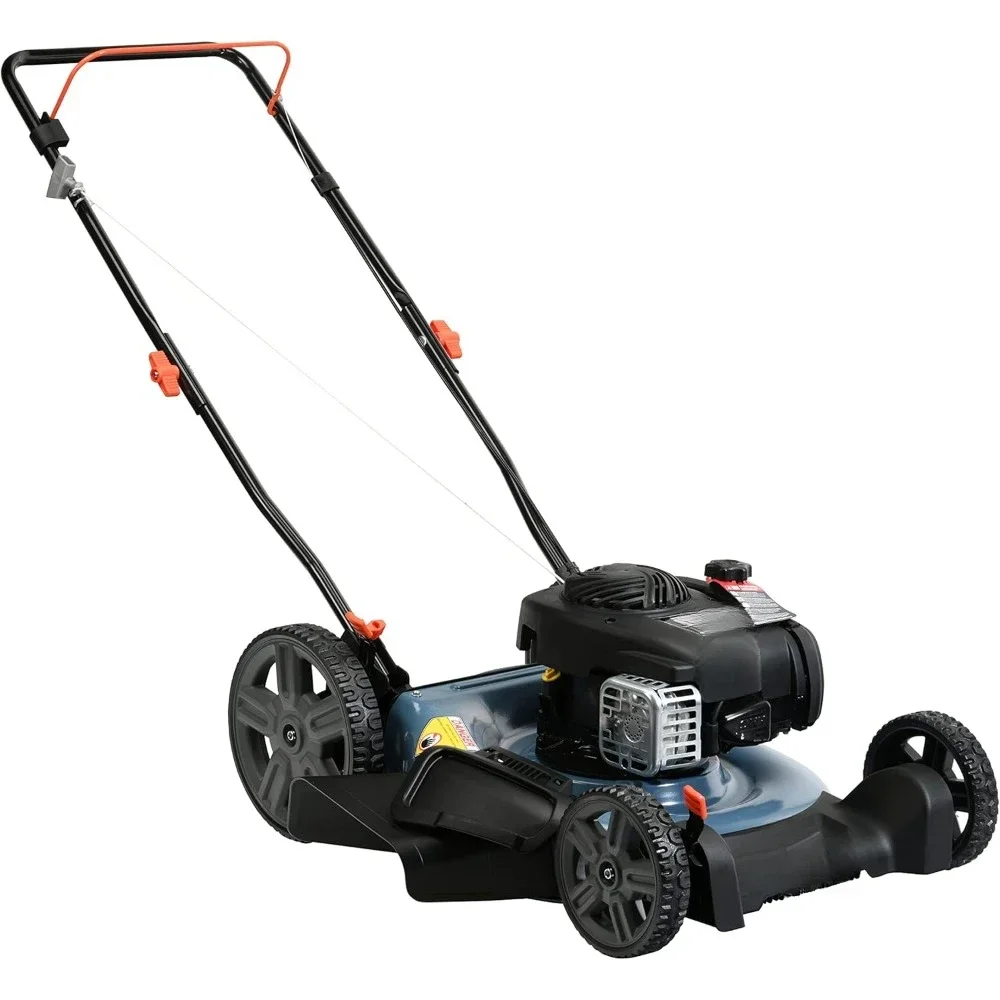 21-Inch Gas Push Lawn Mower 140 Cc 4-Cycle Mulching and Side Discharge 6-Position Dual Lever Height Adjustment