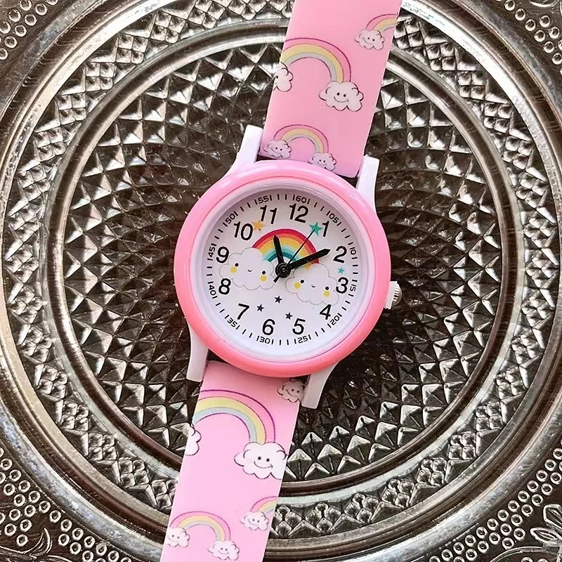 New Rainbow Cloud Printed Silica Gel Belt Children's Watch Girls Cute Cartoon Quartz Watch Children's Watch Boys Girls Watch 3