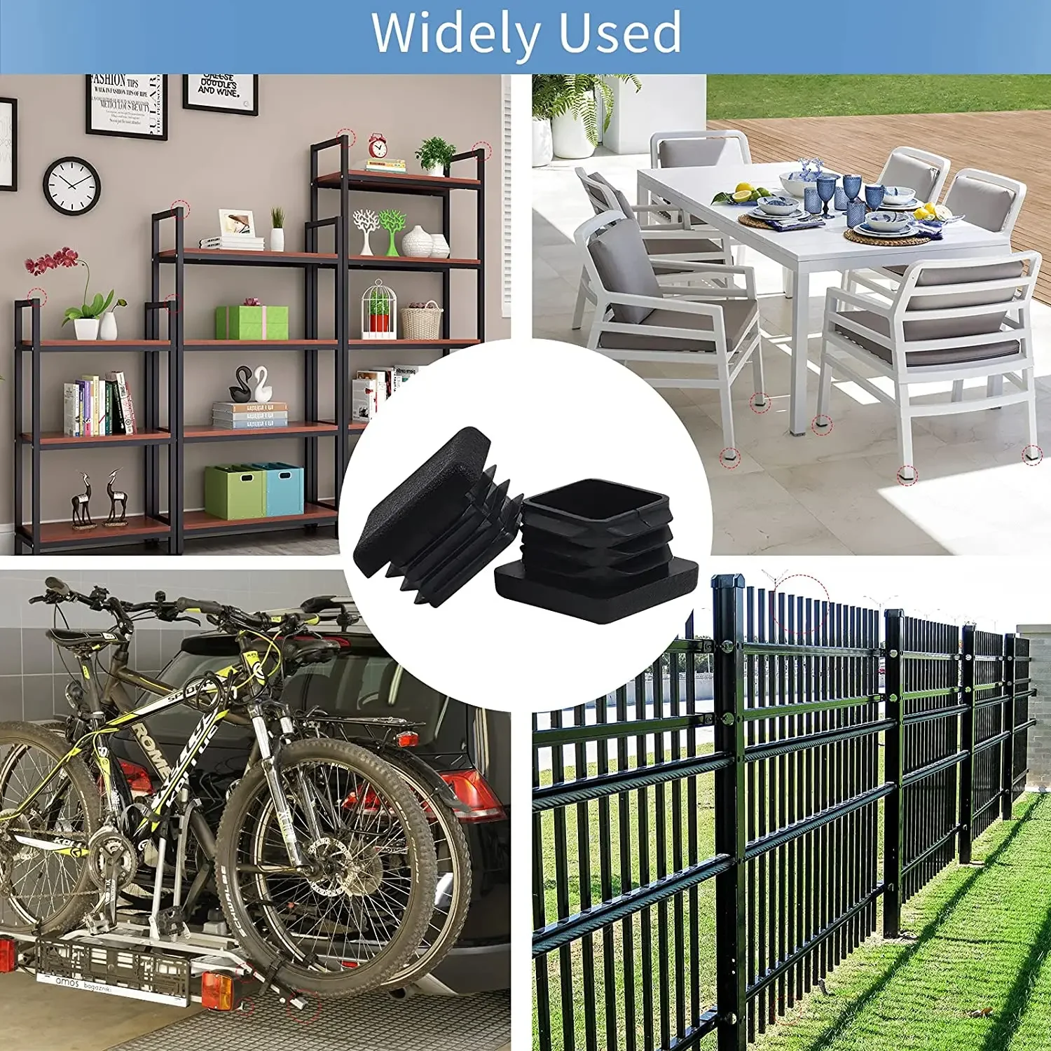 Pipe Plugs Inserts 10Pcs Plastic Square Tubing End Cap Fence Post Tube Cover Table Chair Glide