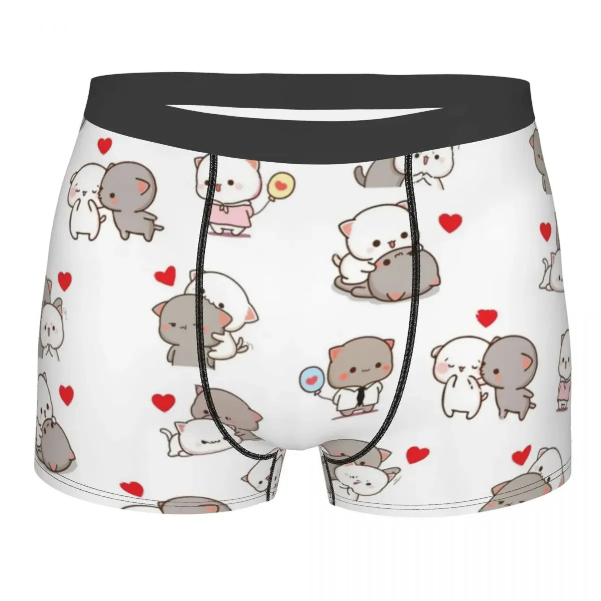 

Men Boxer Shorts Panties Mochi Peach And Goma Cat Polyester Underwear Male Sexy S-XXL Underpants