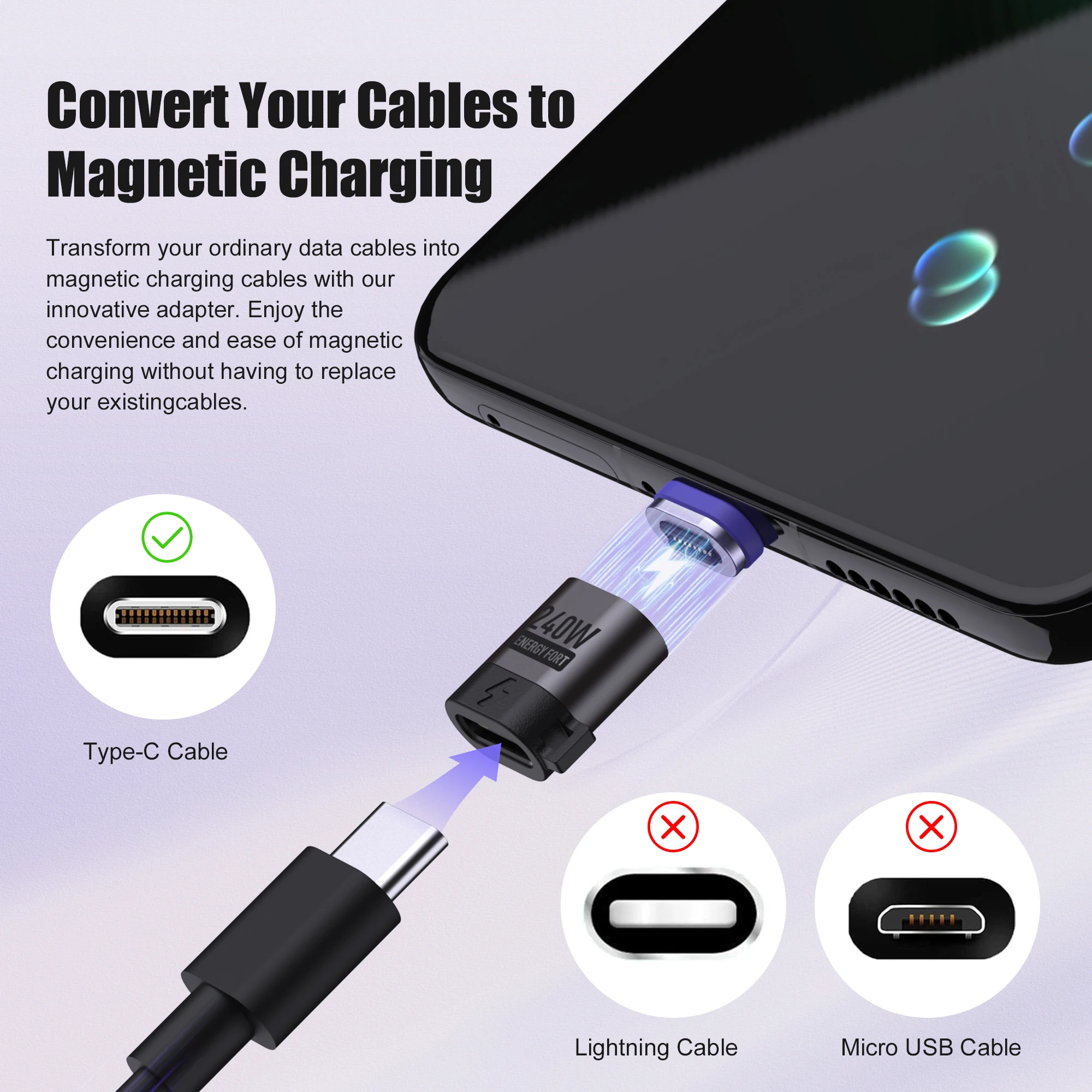 USB to Type C Adapter Type C Adapter PD 240W Fast Charging Magnetic USB C Adapter Extender Data Transfer Type C Connector For Samsung Iphone 15 USB Devices