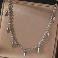 Men Punk Style Rivet Tassel Necklace Women Fashion Geometric Titanium Steel Hip Hop Chain Necklace - Image 3