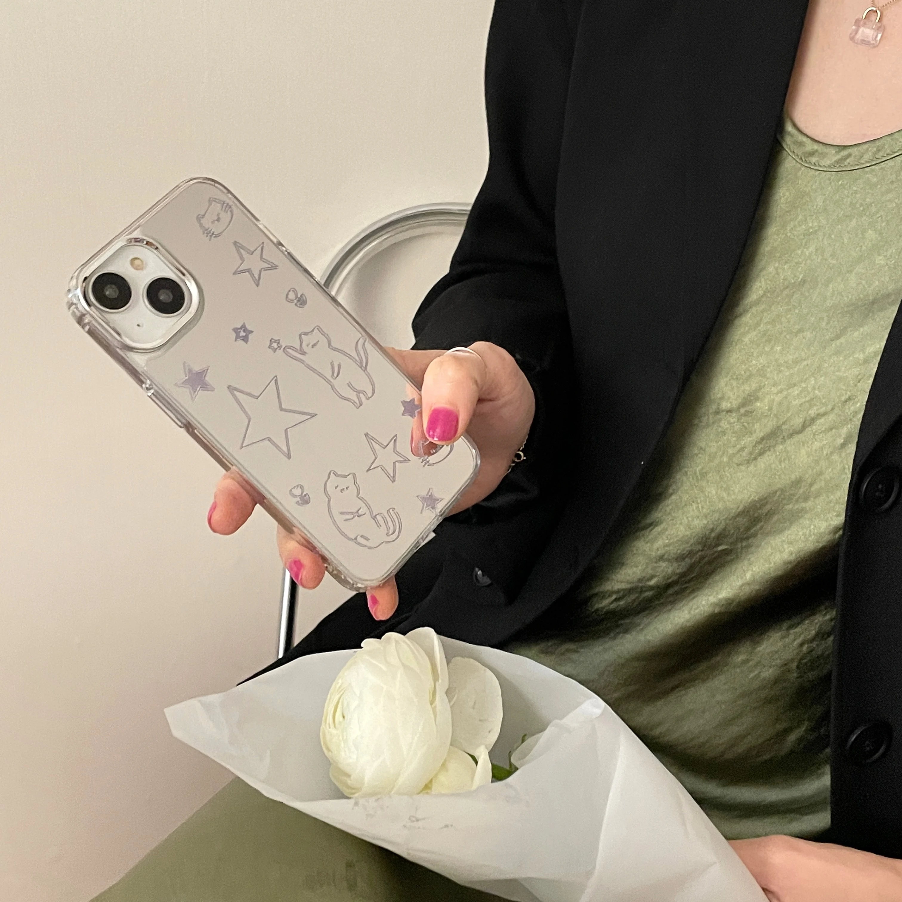 Electroplated Cartoon Cat Phone Case - Cute & Stylish Back Cover