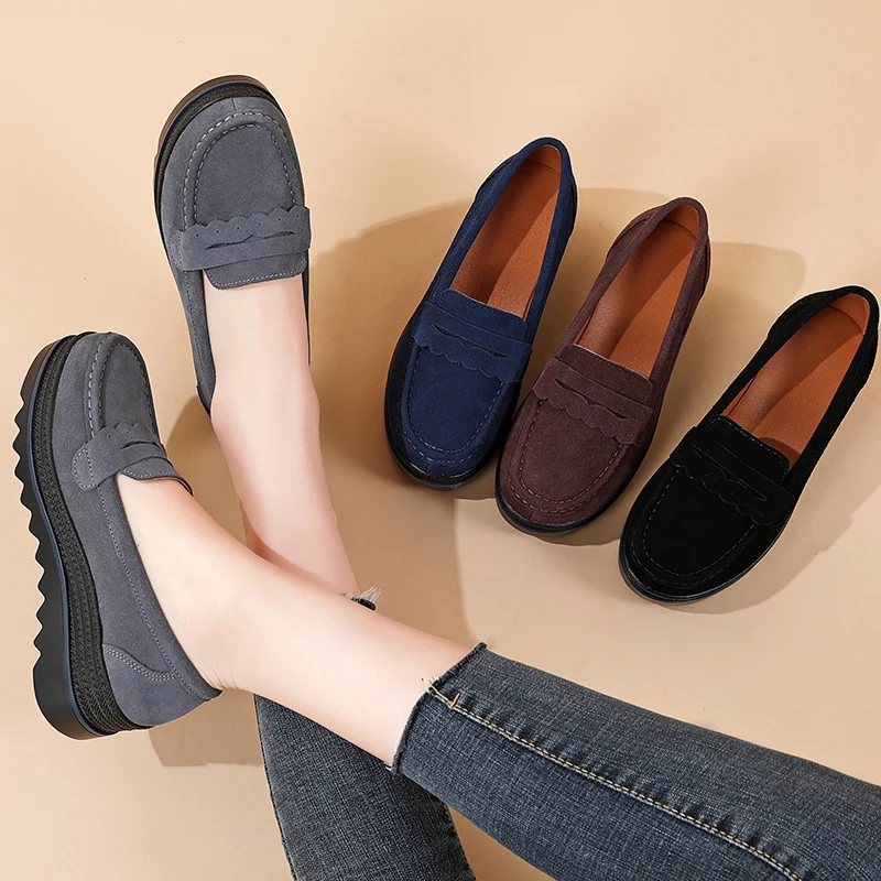 strottenhoofd bevestig alstublieft Kostuums Spring Women Flat Platform Loafers Ladies Elegant Suede Leather Moccasins  Shoes Woman Slip On Moccasin Women's Blue Casual Shoes - AliExpress