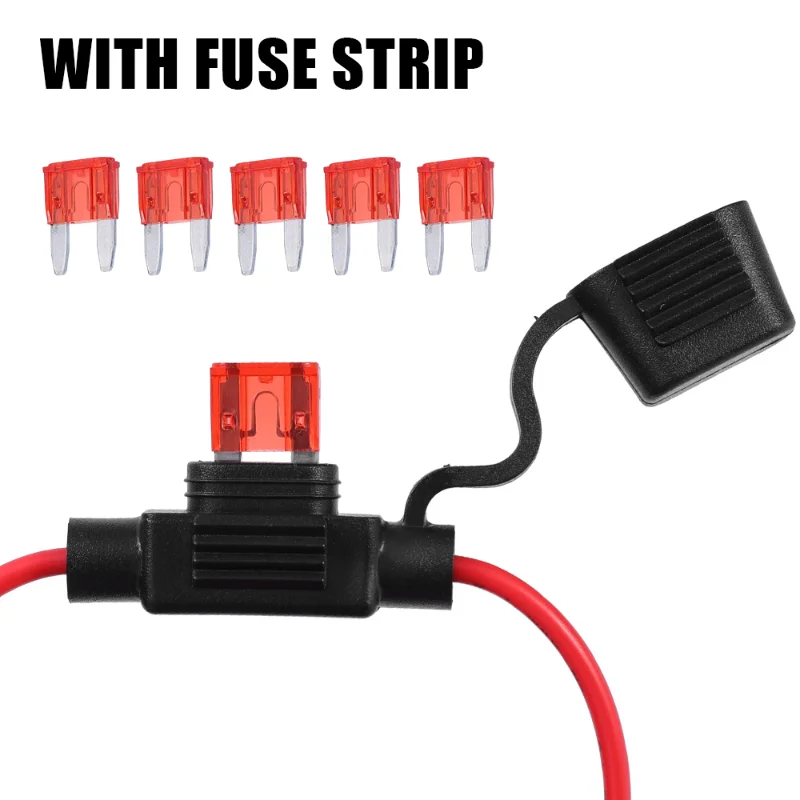 5PCS Mini Small and Medium Car Blade Adapter Fuse Holder Splash Proof Car Fuse Socket Set for 12V 20A Wire Cut Off Switch Socket fuse holder