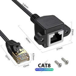 Cat8 Ethernet Extension Cable With Panel Mount Screw RJ45 40Gbps Cat 8 6 5 Male To Female RJ 45 CAT6 Network RJ45 Cord Adapter