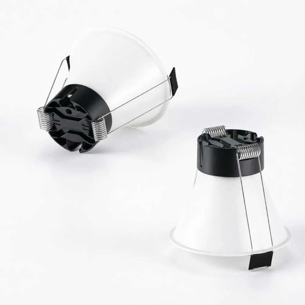 LED 내장형 곡선형 혼 스포트라이트 밝기 조절 가능 7W-20W COB 다운라이트 흰색, 검정색 선택으로 홈 오피스 및 매장에 적합합니다.