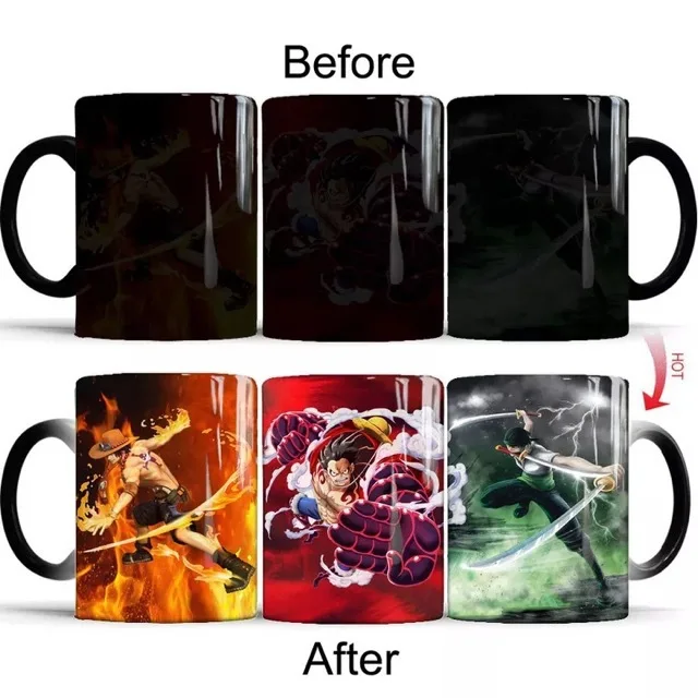 thumbnail image 1 of Taza de café creativa de cerámica con agua caliente que cambia la temperatura del anime One Piece Monkey.D.Luffy Nami Law Jinbe Roronoa Zoro, 1 of 5