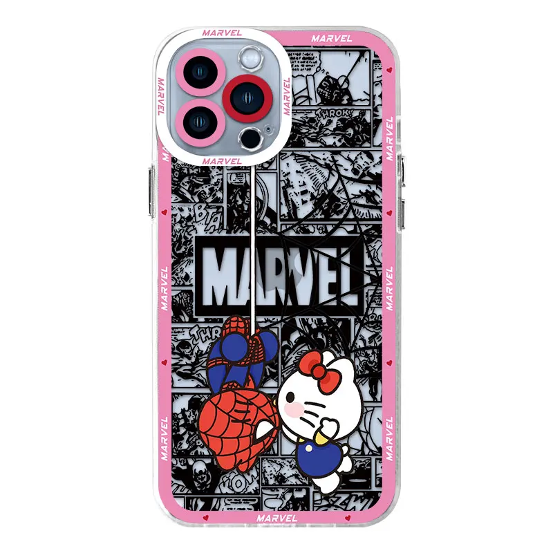 thumbnail image 1 of Marvel Cute Spidermans Hello Kitty Cover Case for Apple iPhone 11 7 6s 12 Mini 15 Plus SE 13 Pro Max XR 14 Pro 8 X XS, 1 of 5