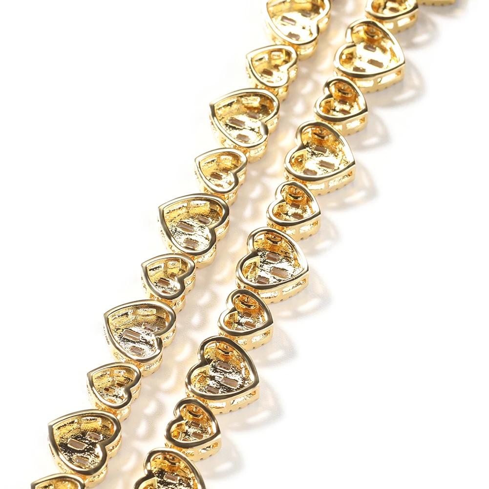 UWIN Baguettecz Heart Necklaces for Women Iced Out Big&Small Heart CZ Choker Fashion Jewelry for Mothers' Day