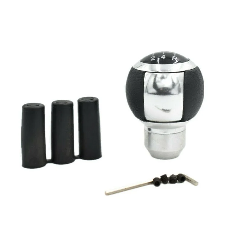 

5 Speed Leather Round Ball Universal Car Gear Shift Knob Shifter Lever Adapters 1pcs