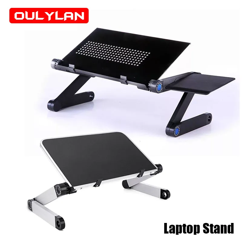 Adjustable Laptop Desk Stand Portable Aluminum Alloy Lapdesk For TV Bed Sofa PC Notebook Table Desk Stand With Mouse Pad laptop stand