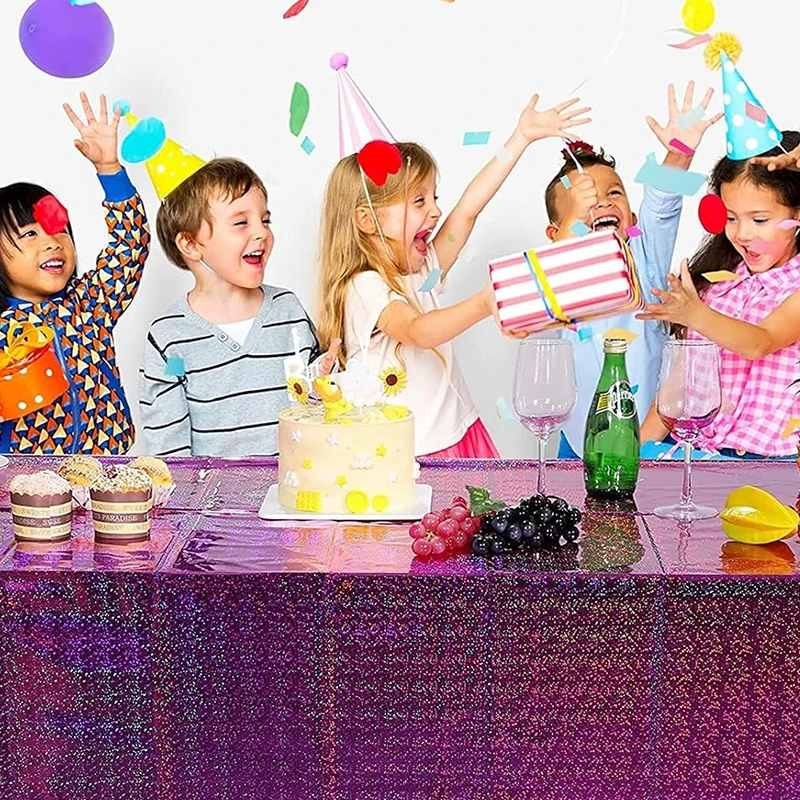 137x274cm Glitzer Aluminium folie Tischdecke Hochzeit Geburtstags feier Dekorationen Baby party rechteckige wasserdichte Tischdecke – Detail 2