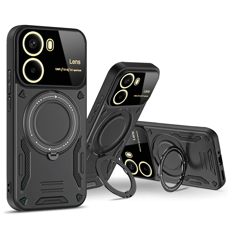 Luxury Armor Rugged Magnetic Holder Case with Lens Protection Cover