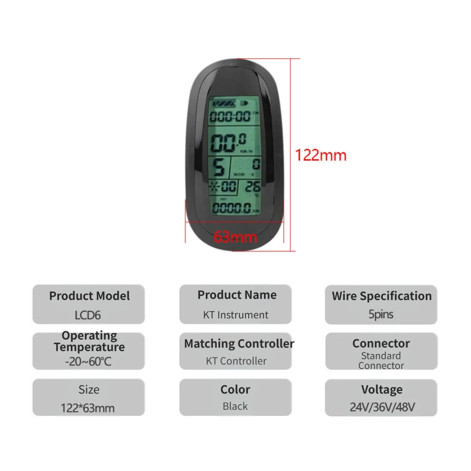 Elektrofahrrad-Display Fahrradreparaturwerkzeug SM-Anschluss LCD KT-LCD6 Display Fehlercodeanzeige Durchschnittsgeschwindigkeit Höchstgeschwindigkeit – Detail 3