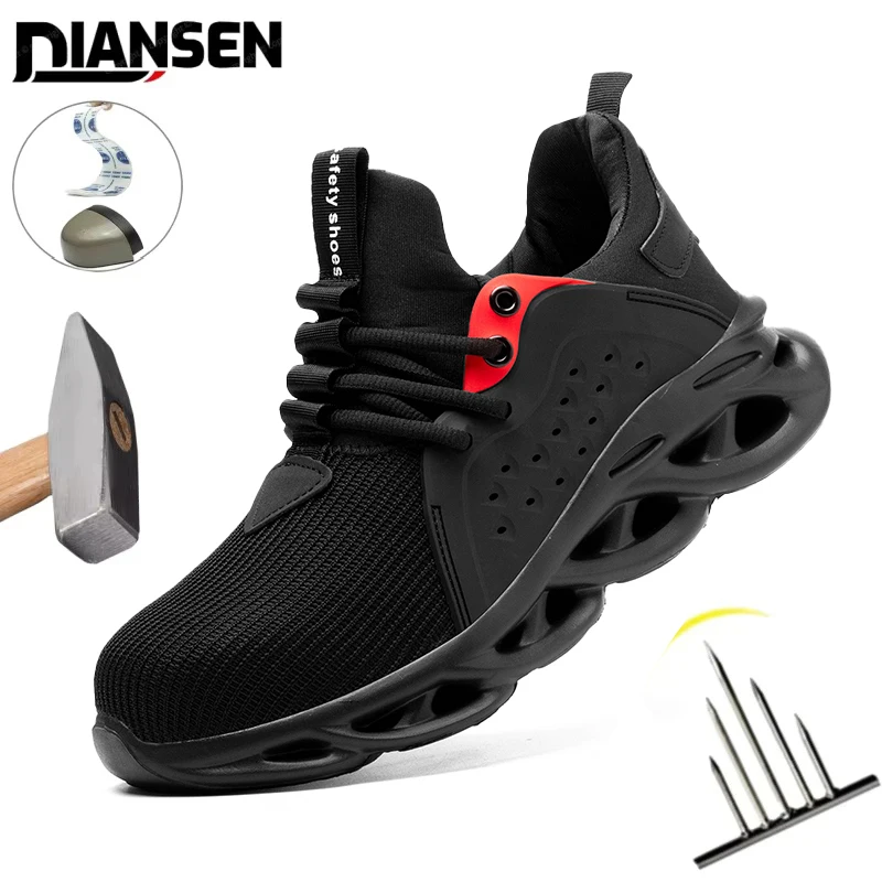 48 크기 남여 작업 안전 신발 강철 발가락 모자 남성용 가벼운 통기성 운동화 Anti-smash 및 Anti-puncture Safety sneakers