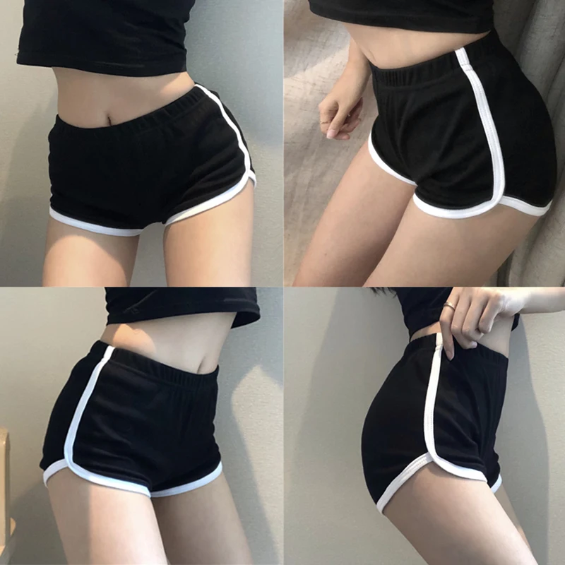 Women Skinny Shorts Solid Sexy Fitness Elastic Waist Shorts Female 2021 Summer Yoga Bodybuilding Seamless Beach Short Pants