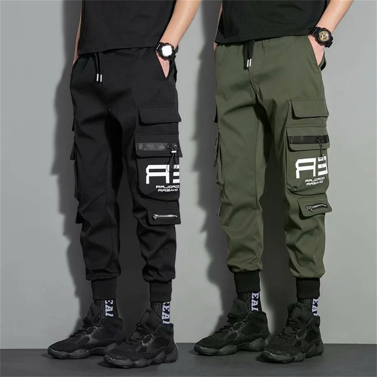 Fashion Multi Pocket Drawstring Cargo Pants Men's Casual Cargo Pants For Summer Autumn Outdoor Hip Hop Sweatpants Men Women